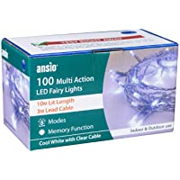 Los mejores  - ANSIO Cadena Luces de Navidad 100 LED Blanco brillante Interior-Exterior Luces de árbol luces de hadas alimentadas red…
